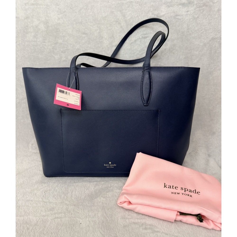 Kate Spade NWT'S  Adel Navy Blue Leather Large Zip Tote Handbag Purse $328